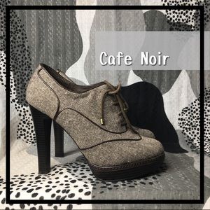CAFE NOIR • Brown Piped Lace Up Pumps